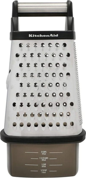 KitchenAid Reibe Core Edelstahl Schwarz 16,5cm - Turmreibe Käsereibe 473ml