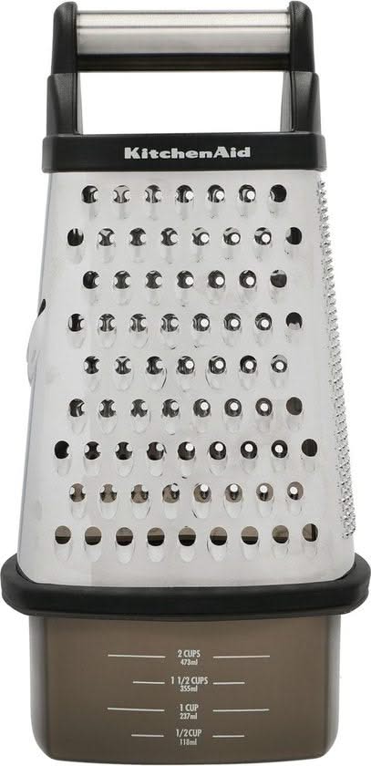 KitchenAid Reibe Core Edelstahl Schwarz 16,5cm - Turmreibe Käsereibe 473ml