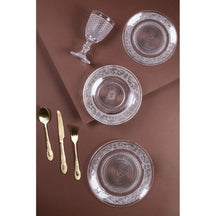 Villa d'Este Home Geschirrset Imperial Glas 18-teilig / 6 Personen - 6 Speiseteller, 6 Frühstücksteller und 6 Suppenteller