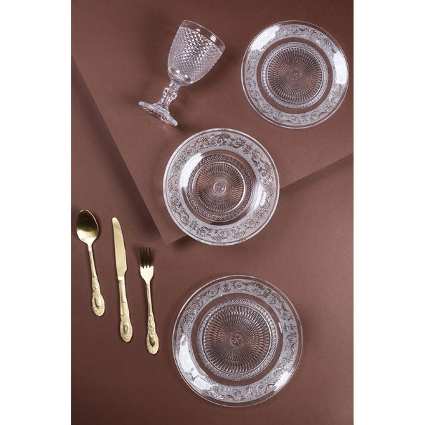Villa d'Este Home Geschirrset Imperial Glas 18-teilig / 6 Personen - 6 Speiseteller, 6 Frühstücksteller und 6 Suppenteller