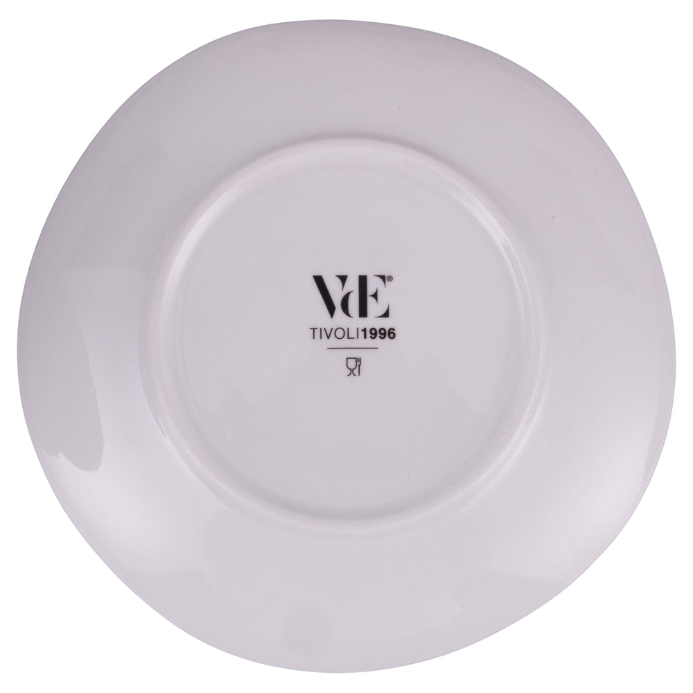 Villa d'Este Home Geschirrset Wave Weiß Porzellan 18-teilig / 6 Personen - 6 Speiseteller, 6 Frühstücksteller und 6 Suppenteller