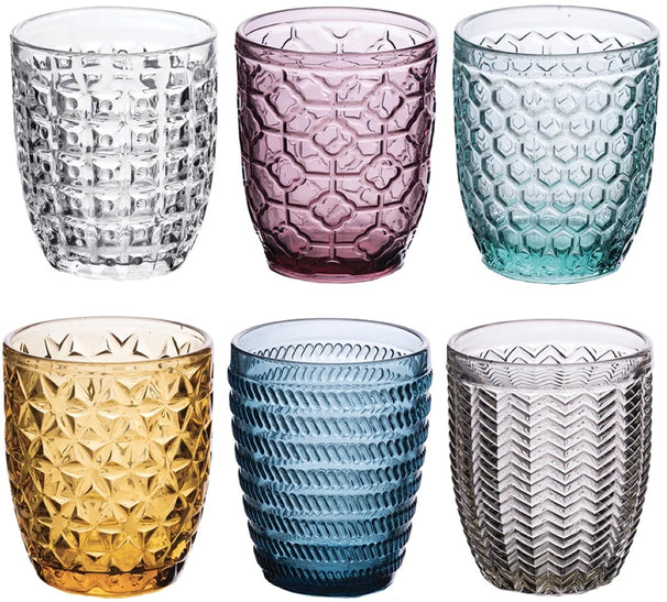 Villa d'Este Home Wassergläser Geometrie Multicolor - 300 ml - 6 Stück