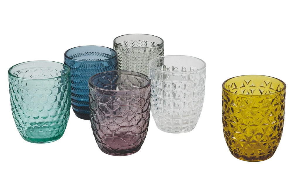 Villa d'Este Home Wassergläser Geometrie Multicolor - 300 ml - 6 Stück