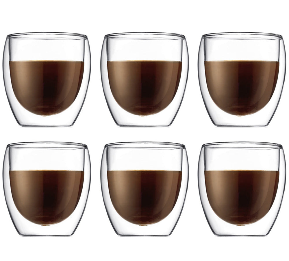 Bodum Doppeltwandige Kaffee- und Teegläser Pavina - Patentiertes Ventil - 250 ml - 6 Stück