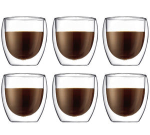 Bodum Doppeltwandige Kaffee- und Teegläser Pavina - Patentiertes Ventil - 250 ml - 6 Stück