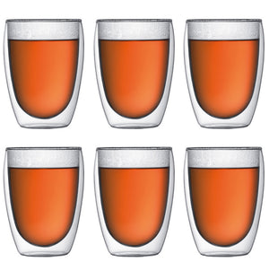 Bodum Doppeltwandige Kaffee- und Teegläser Pavina - Patentiertes Ventil - 350 ml - 6 Stück