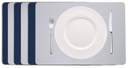 Cookinglife Tischsets - Doppelseitig - Veganes Leder - Grau / Blau 46 x 33 cm - 6 Stück