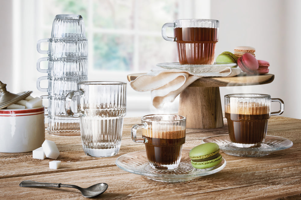Bormioli Rocco Latte Macchiato Gläser - Irish Coffee Gläser - Kaffeetassen mit Henkel - Stapelbar - Barshine 315 ml - 6 Stück