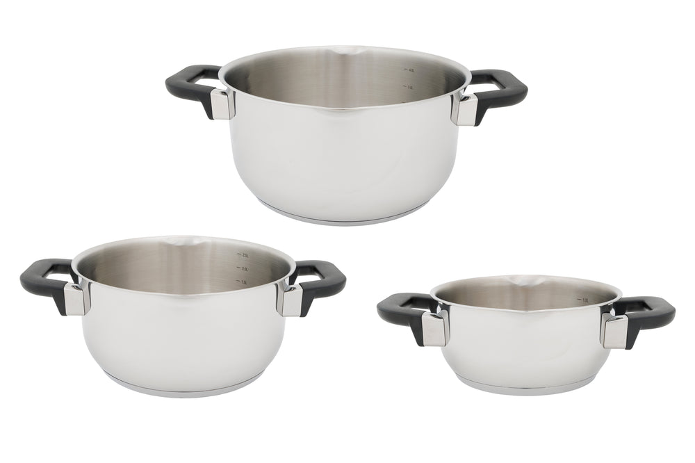 Cookinglife Topfset Stay Cool - RVS - Kookpan Ø 16, 20, 24 cm & Steelpan Ø 16 cm + Deksels - 7 delig