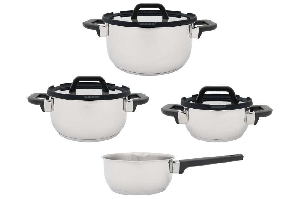 Cookinglife Topfset Stay Cool - RVS - Kookpan Ø 16, 20, 24 cm & Steelpan Ø 16 cm + Deksels - 7 delig