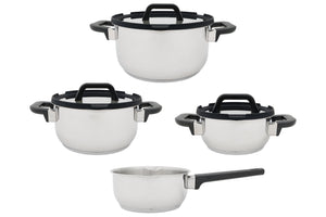 Cookinglife Topfset Stay Cool - RVS - Kookpan Ø 16, 20, 24 cm & Steelpan Ø 16 cm + Deksels - 7 delig