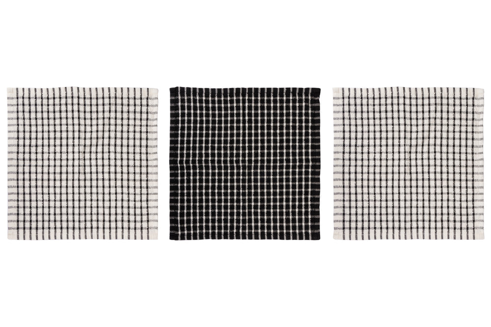 Cosy & Trendy Spültuch Stoff Schwarz Chambray 30 x 30 cm - 3-teilig