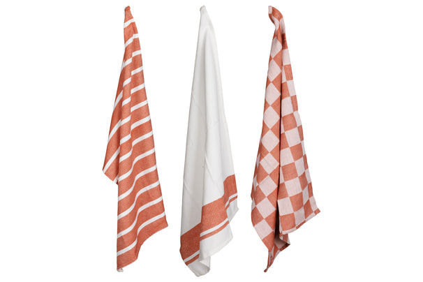 Cosy & Trendy Geschirrtücher Stoff Rost 50 x 70 cm - 3-teilig