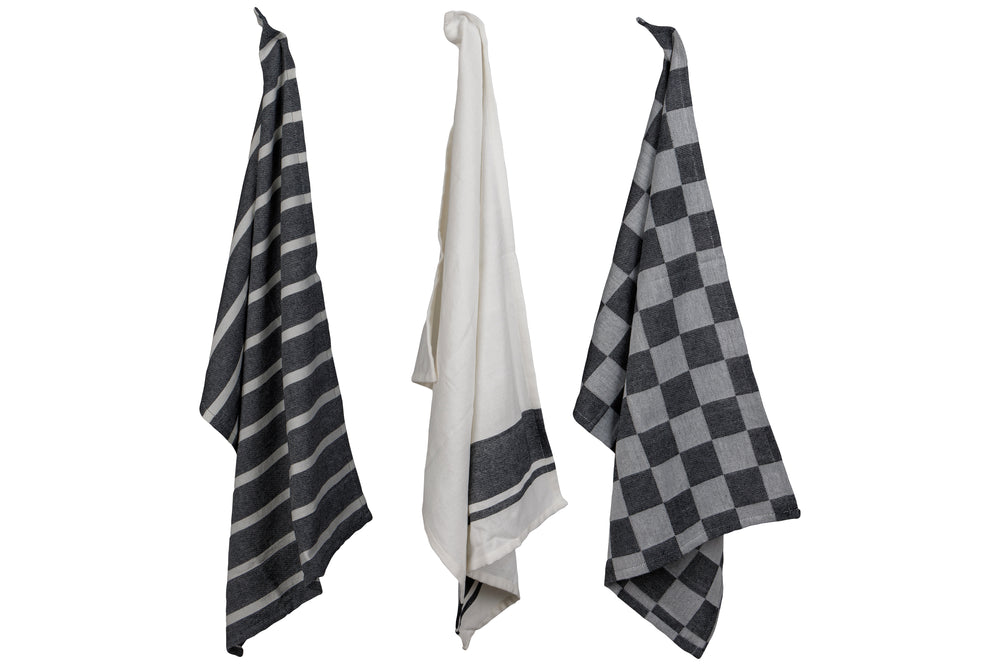 Cosy & Trendy Geschirrtücher Stoff Schwarz Chambray 50 x 70 cm - 3-teilig
