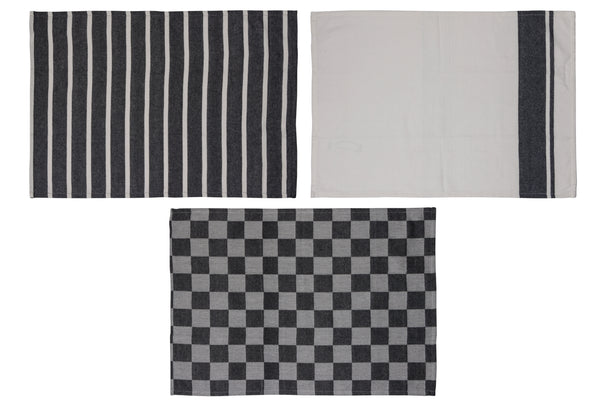 Cosy & Trendy Geschirrtücher Stoff Schwarz Chambray 50 x 70 cm - 3-teilig