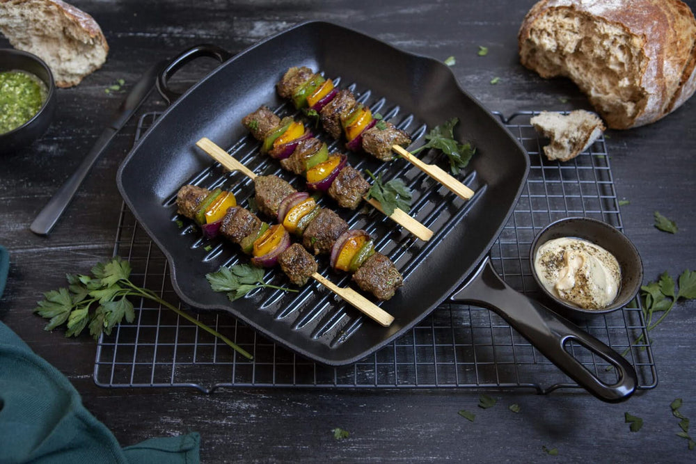 BK Grillpfanne Bourgogne Jet Black Gusseisen 26 x 26 cm - emaillierte Antihaftbeschichtung