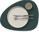 LIND DNA Tischsets Nupo - Leder - Dunkelgrün - Curved - 44 x 37 cm - 2 Stück