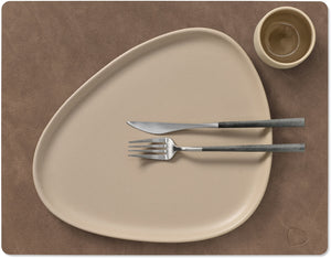 LIND DNA Tischsets Nupo - Leder - Braun / Sand - doppelseitig - 45 x 35 cm - 2 Stück