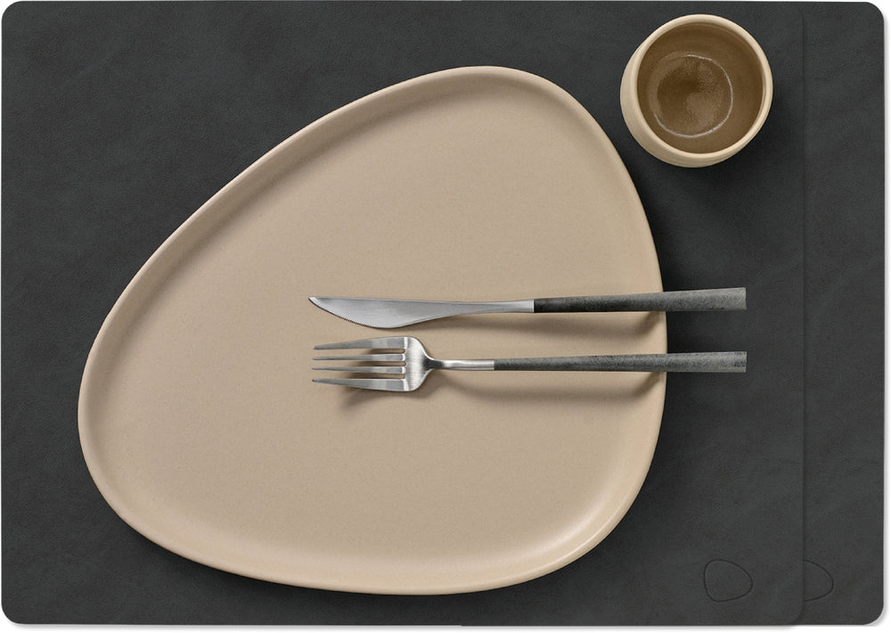 LIND DNA Tischsets Nupo - Leder - Schwarz - 45 x 35 cm - 2 Stück
