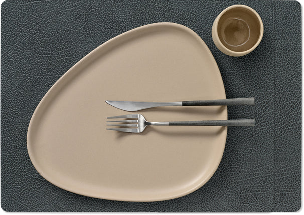 LIND DNA Tischsets Hippo - Leder - Schwarz Anthrazit - 45 x 35 cm - 2 Stück