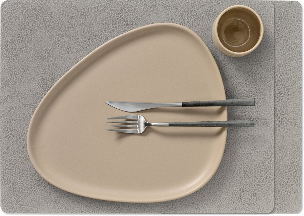 LIND DNA Tischsets Hippo - Leder - Anthrazitgrau - 45 x 35 cm - 2 Stück