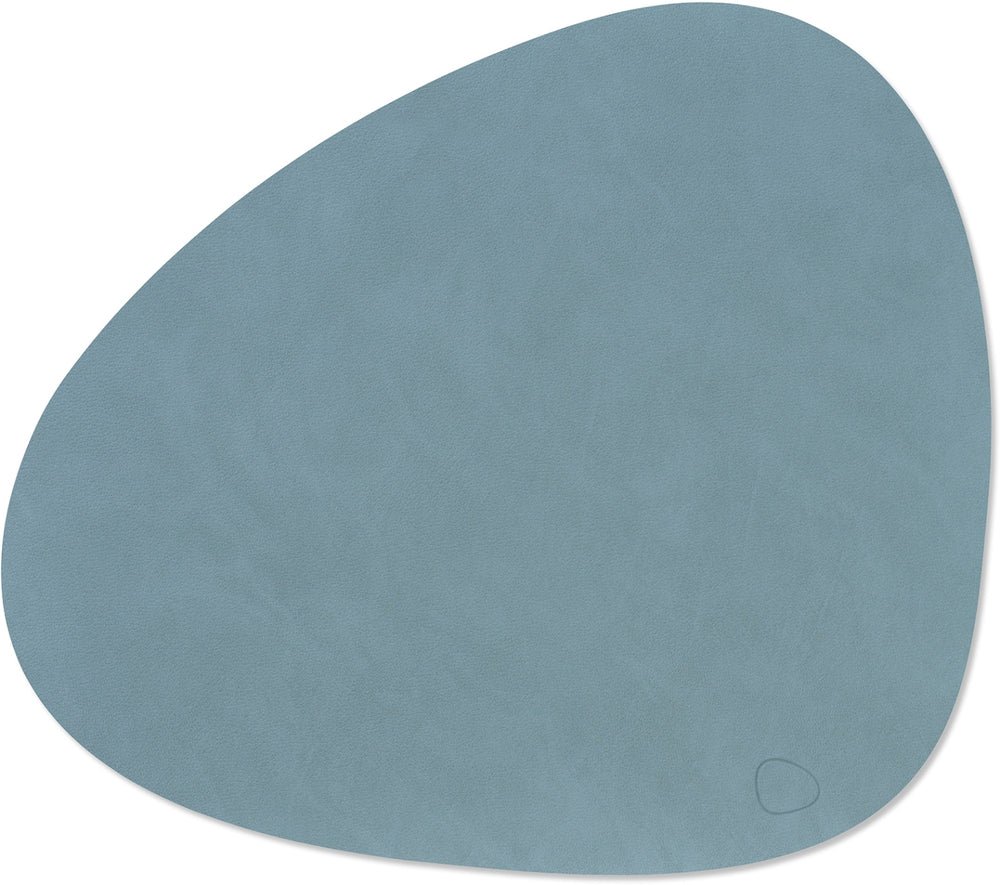 LIND DNA Tischsets Nupo - Leder - Hellblau - Curved - 44 x 37 cm - 2 Stück