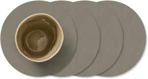 LIND DNA Untersetzer Nupo - Leder - Flint Grau - ø 10 cm - 4 Stück