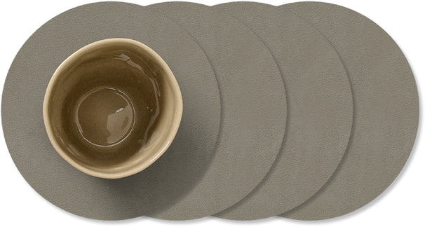 LIND DNA Untersetzer Nupo - Leder - Flint Grau - ø 10 cm - 4 Stück