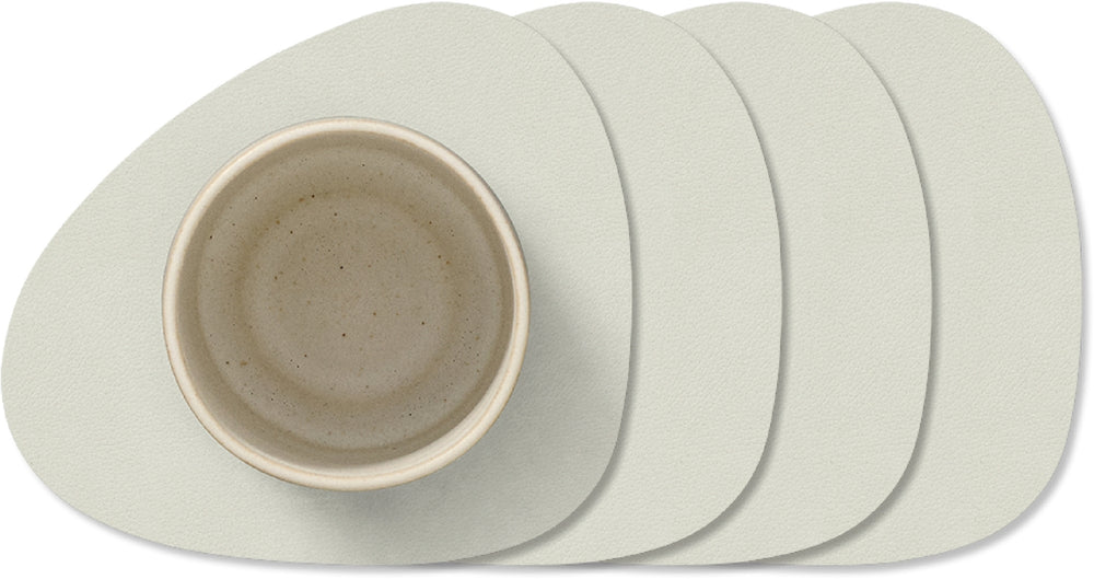 LIND DNA Untersetzer Nupo - Leder - Leinen - 13 x 11 cm - 4 Stück