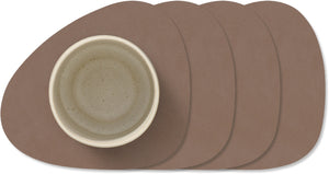 LIND DNA Untersetzer Nupo - Leder - Trüffel - 13 x 11 cm - 4 Stück