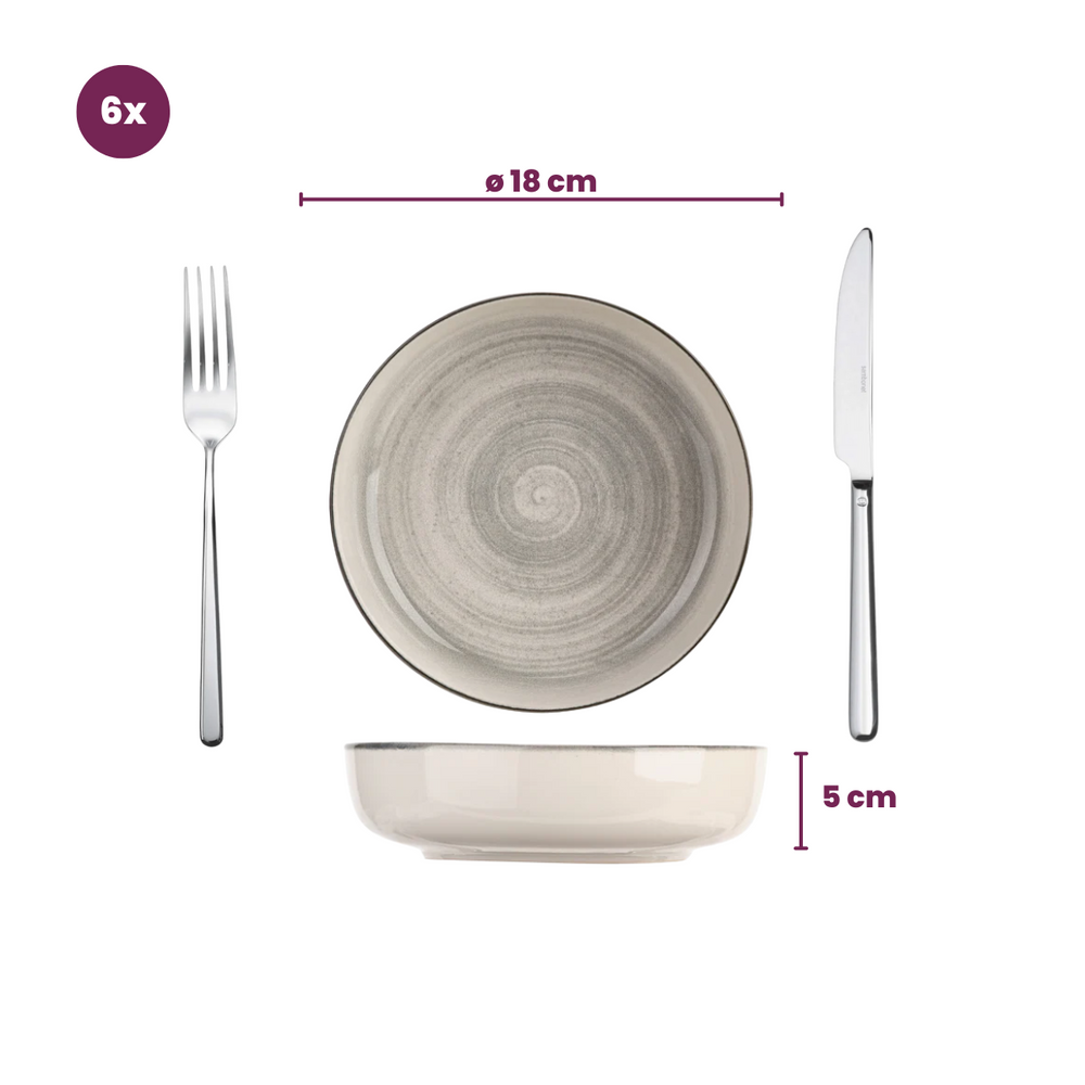 Cosy & Trendy Tiefe Teller Baltic Grey ø 18 cm - 6 Stück