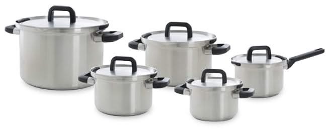BK Pfannenset Flow Cool 5-teilig - Edelstahl - Kochtöpfe ø 16, 18, 20, 24 cm & Stieltopf ø 16 cm