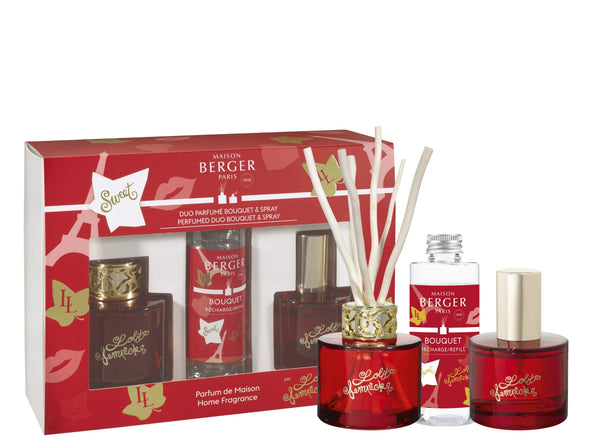 Maison Berger Geschenkset Duo Lolita Lempicka Sweet - Duftstäbchen 80 ml & Raumspray 50 ml - Rot