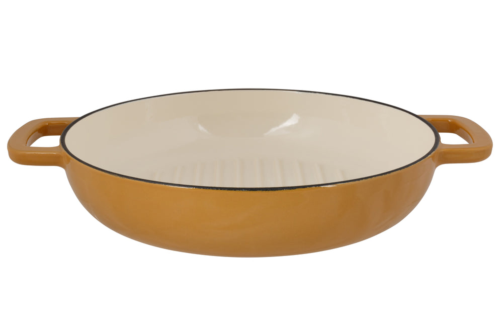 Cosy & Trendy Grillpfanne Fontestic aus Gusseisen Amber Gold Ø 28 cm – emaillierte Antihaftbeschichtung – geeignet für alle Herdarten
