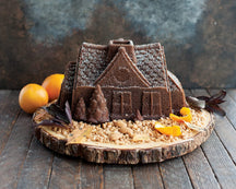 Nordic Ware Gugelhupfform Lebkuchenhaus / Gingerbread House Silber - Aluguss - 26 x 20 cm