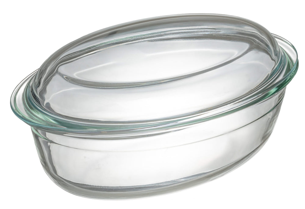 Sareva Auflaufform mit Deckel - Hitzebeständiges Glas - Oval - 28 x 19 cm / 4 Liter