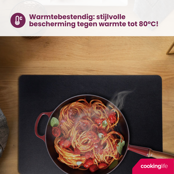 Cookinglife Tischsets - Doppelseitig - Veganes Leder - Cognac / Schwarz 46 x 33 cm - 6 Stück