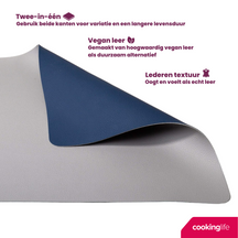 Cookinglife Tischsets - Doppelseitig - Veganes Leder - Grau / Blau 46 x 33 cm - 6 Stück