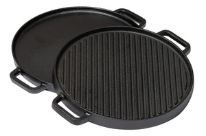 Blackwell Grillplatte BBQ / Backplatte aus Gusseisen Ø 30 cm – ohne Antihaftbeschichtung – beidseitig