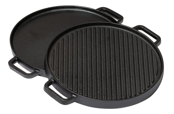 Blackwell Grillplatte BBQ / Backplatte aus Gusseisen Ø 30 cm – ohne Antihaftbeschichtung – beidseitig