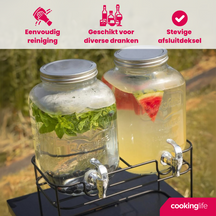 Cookinglife Dubbele Getränkespender - mit Halter - 2 x 4 Liter