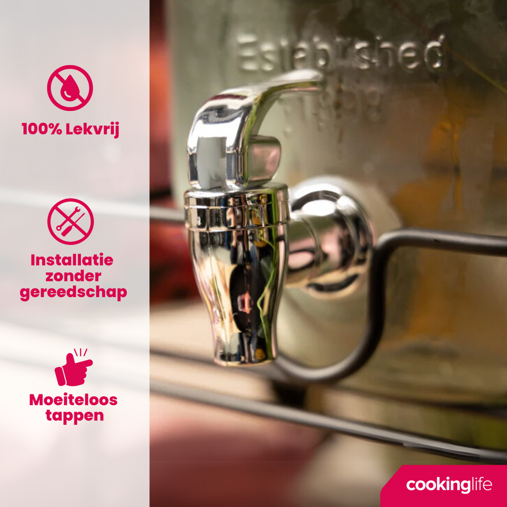 Cookinglife Dubbele Getränkespender - mit Halter - 2 x 4 Liter