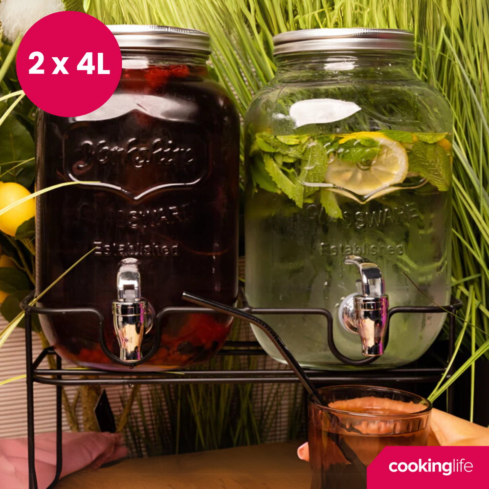 Cookinglife Dubbele Getränkespender - mit Halter - 2 x 4 Liter