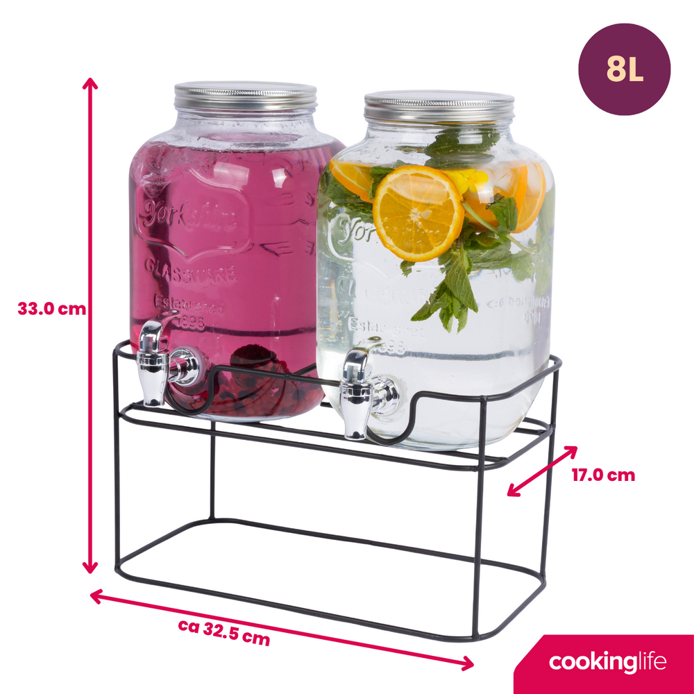 Cookinglife Dubbele Getränkespender - mit Halter - 2 x 4 Liter