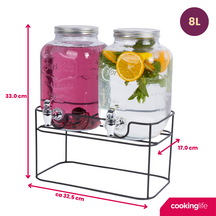Cookinglife Dubbele Getränkespender - mit Halter - 2 x 4 Liter