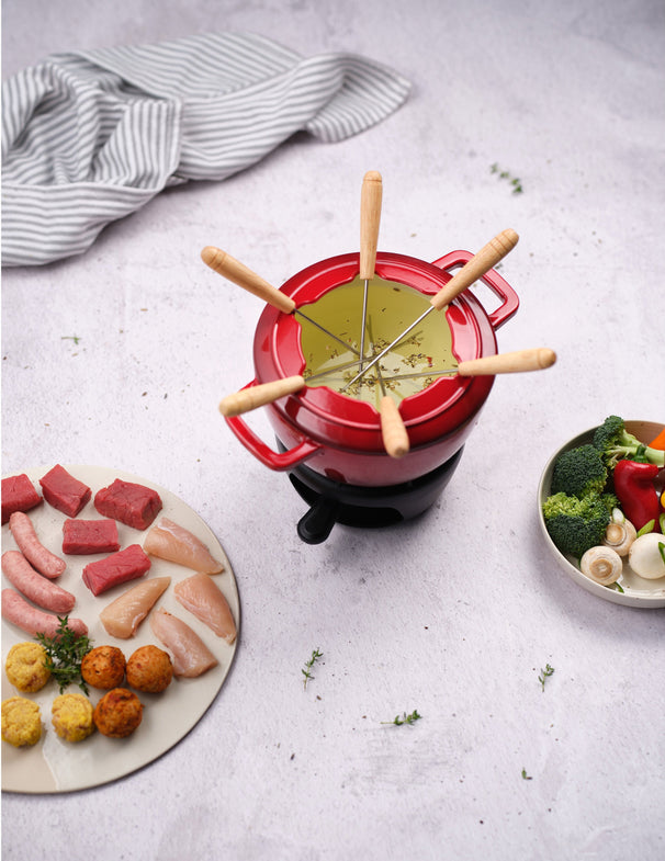 Cosy & Trendy Fondue-Set Fontestic Gusseisen Traditionell Rot - Ø 18 cm