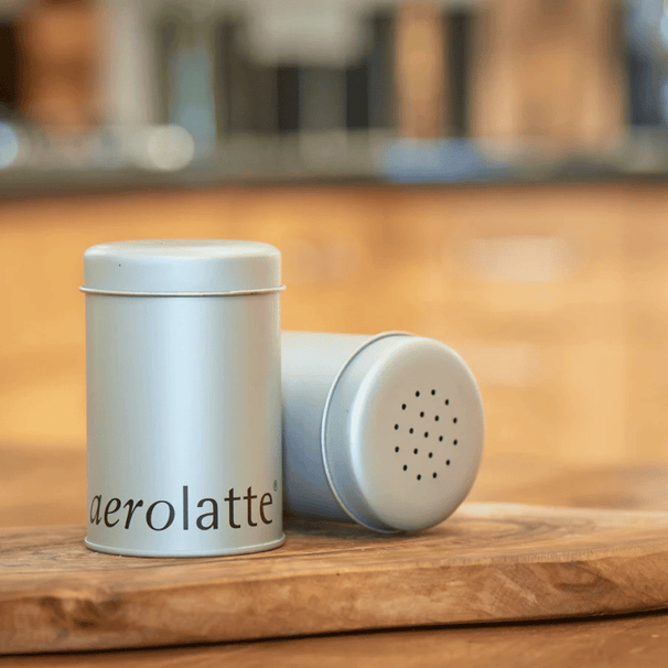 Aerolatte Kakaostreuer Aluminium 10cm Silber - Kakao Zimt Puderzucker Streuer