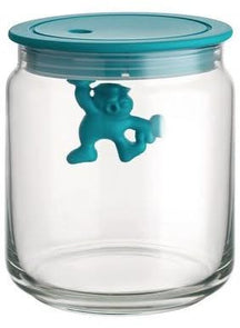 Alessi Vorratsglas Gianni A Little Man Holding On Tight Blau - 700 ml - Mattia Di Rosa - AMDR04 AZ
