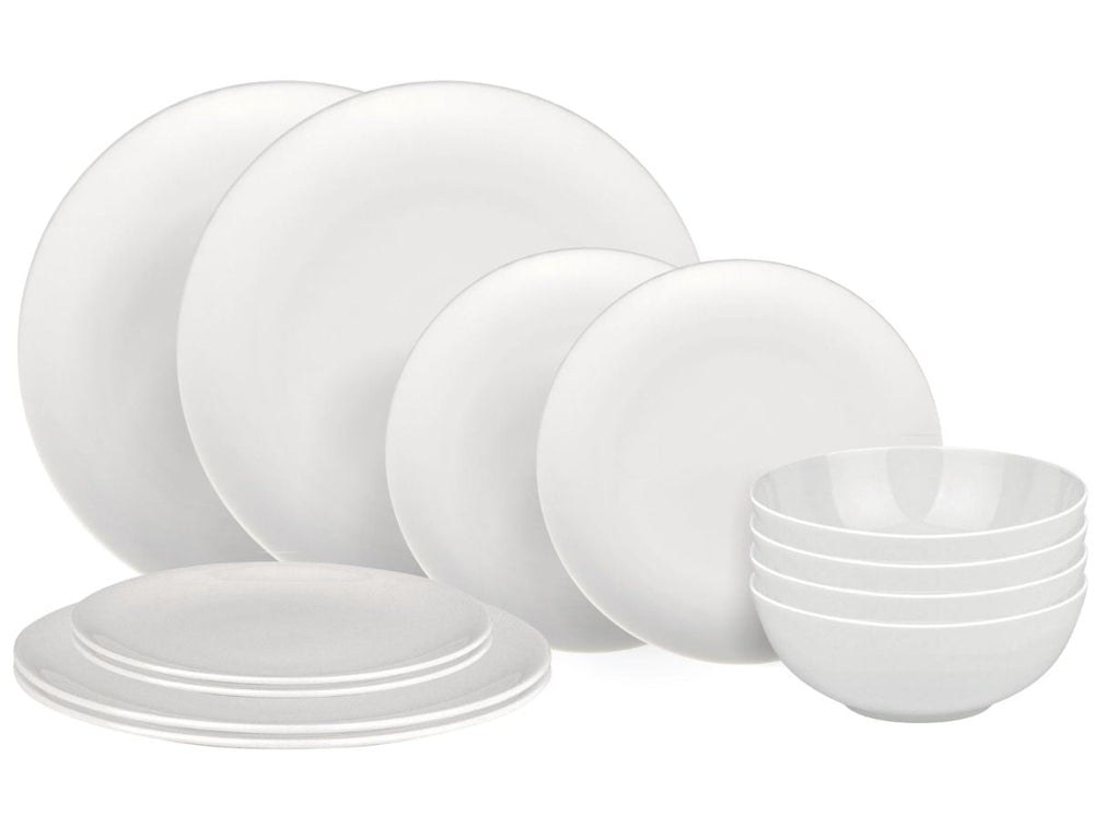 Alessi Geschirrset All-Time 12-teilig / 4 Personen - 4 Speiseteller, 4 Frühstücksteller und 4 Schalen