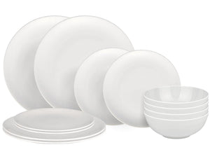 Alessi Geschirrset All-Time 12-teilig / 4 Personen - 4 Speiseteller, 4 Frühstücksteller und 4 Schalen